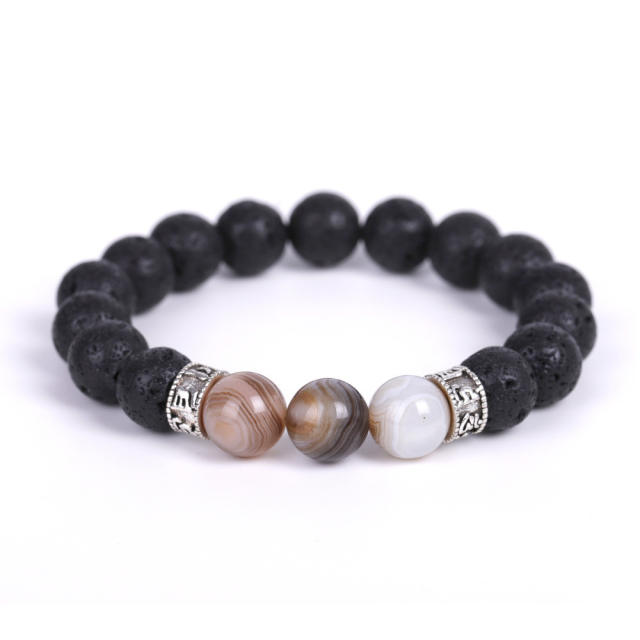 Agate lava beads bracelet