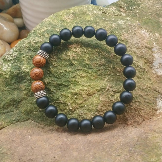 Lava wood bead bracelet