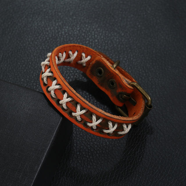 String braided belt buckle cowhide genuine bracelet