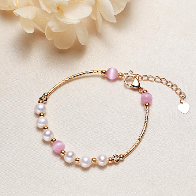 Freshwater pearl opal bracelet