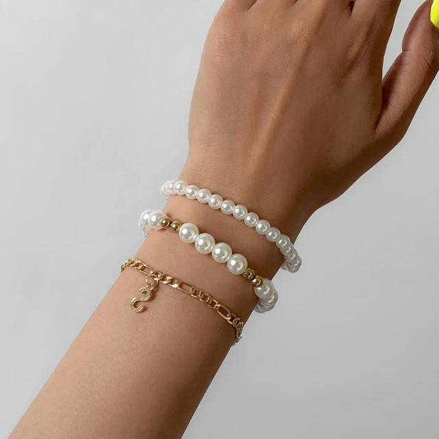 Pearl chain bracelet 3 pcs set