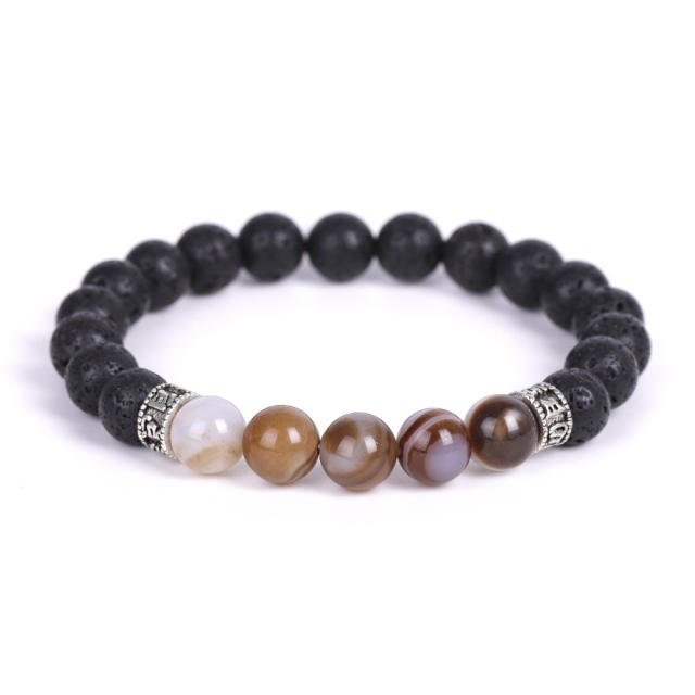 Agate lava beads bracelet