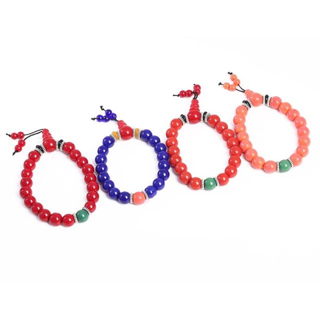Glass bead charm bracelet