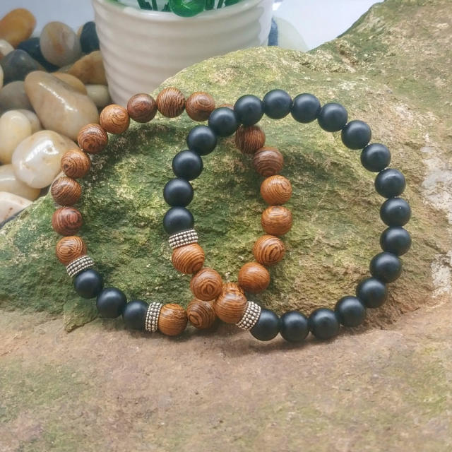 Lava wood bead bracelet