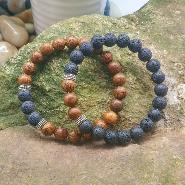 Lava wood bead bracelet