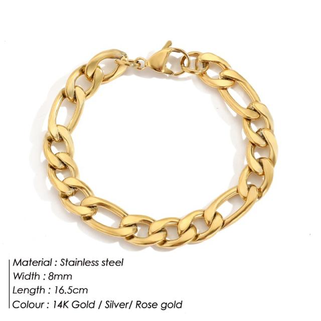 Stainless steel figaro chain bracelet