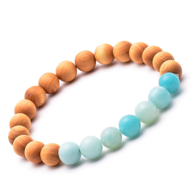 Lava turquoise agate beads bracelet