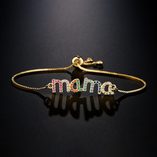 Rainbow cz mama letter slide bracelet