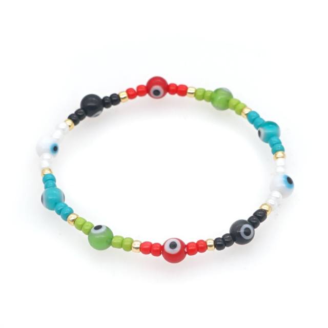 Boho glass beads seed beads flower layer bracelet