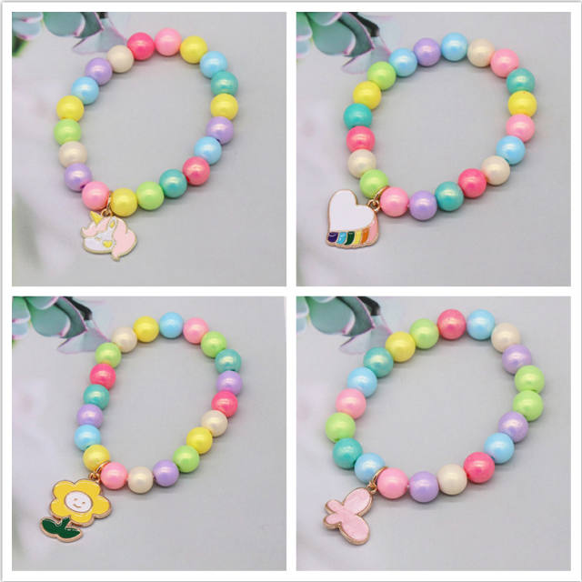 Spring color beaded bracelet for little girl