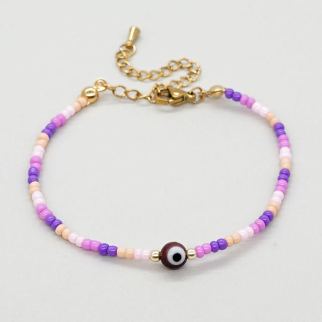 Boho beaded evil eye bracelet