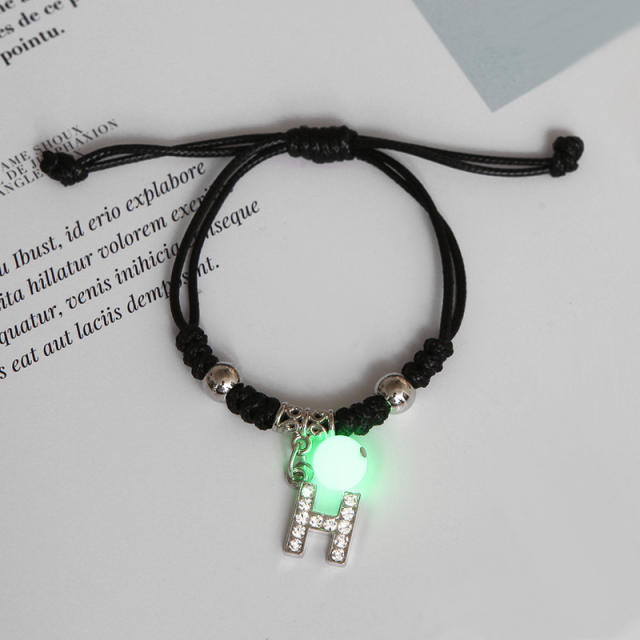 Luminous bracelet inital letter charm string bracelet couple best friends