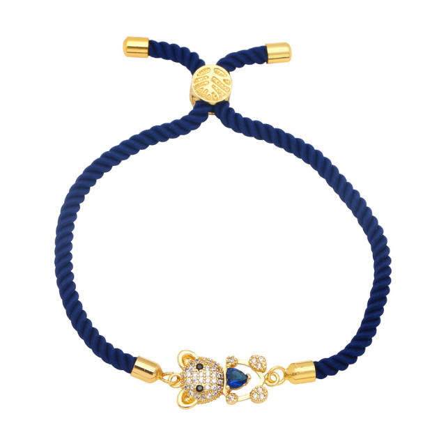 Rhinestone bear color heart slide string bracelet