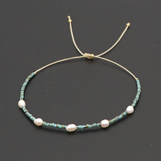 Boho miyuki beads braided pearl bracelet