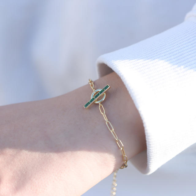 S925 Emerald toggle chain bracelet
