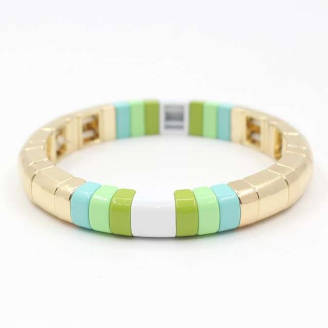 Enamel semicircle beads party bracelet