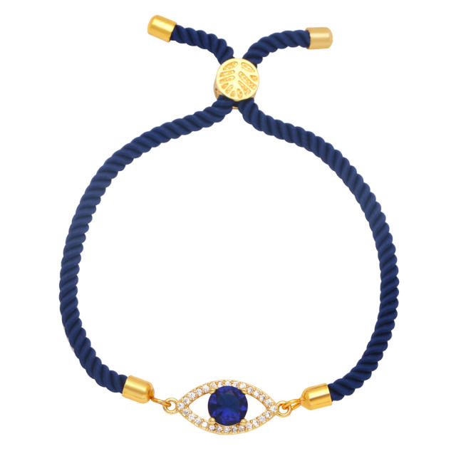 Boho color cz evil eye slide string bracelet