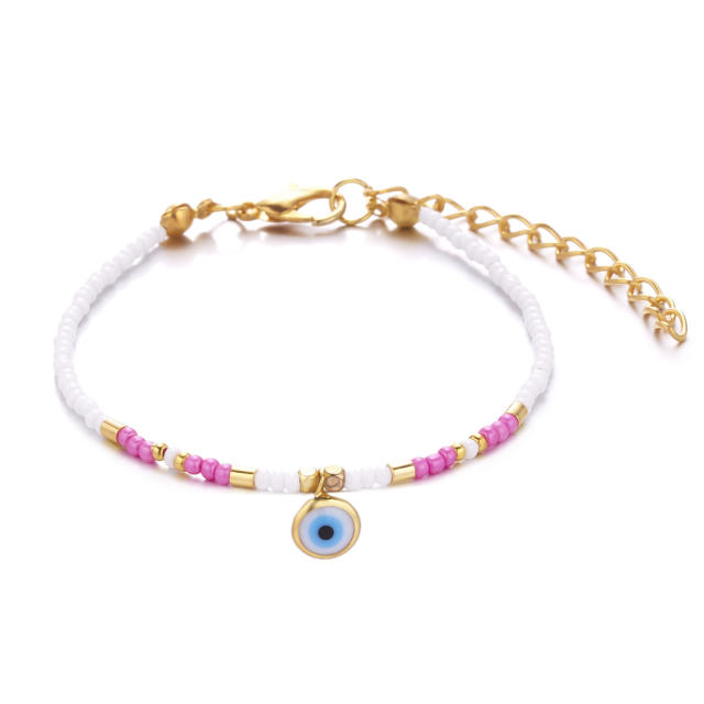 Boho color seed beads evil eye bracelet