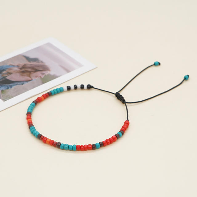 Gradient color seed bead boho bracelet