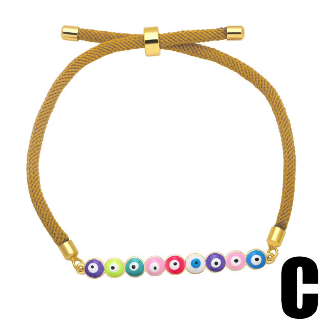 Enamel evil eye colorful string bracelet
