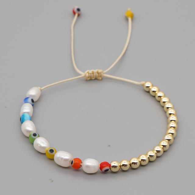 Boho water pearl beads seed beads layer bracelet