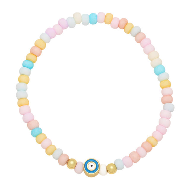 Boho color seed beads evil eye bracelet