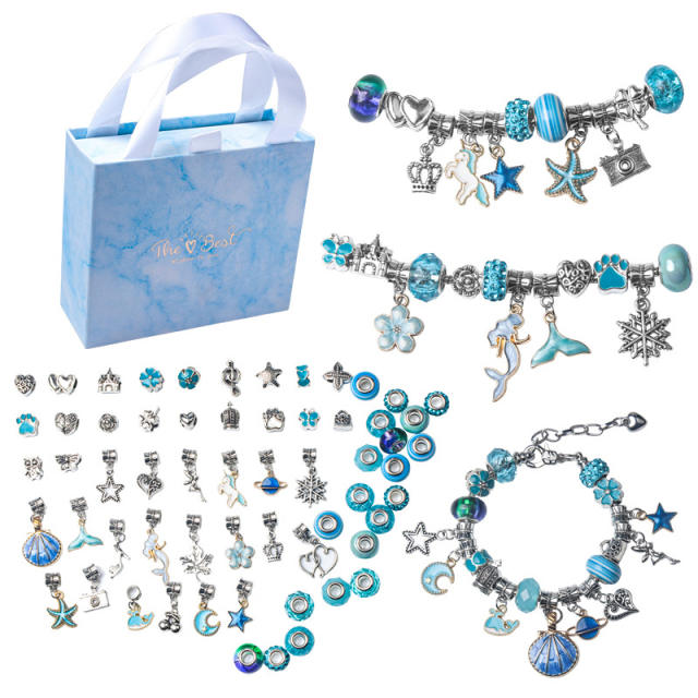 Ocean series blue color diy bracelet set for kids