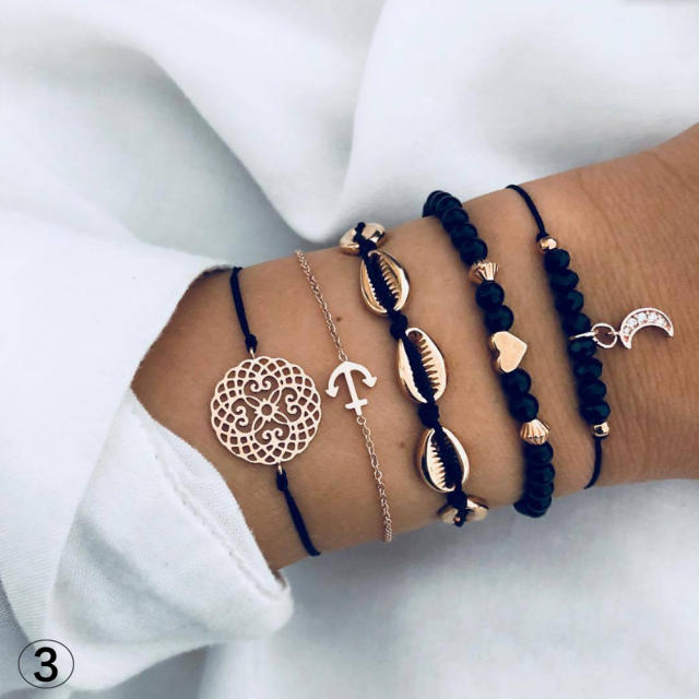 Boho classic infinity anchor braid bracelet set