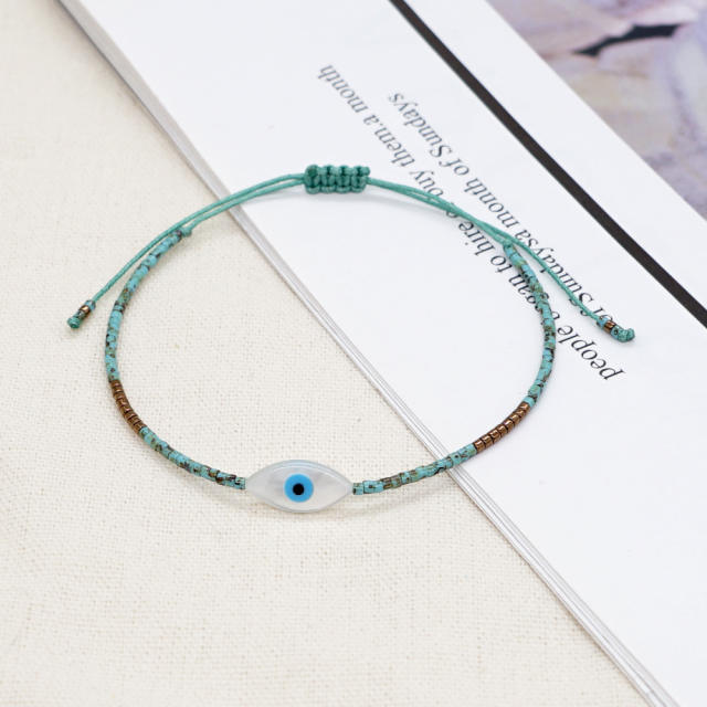 Vintage faux turquoise beads evil eye bracelet