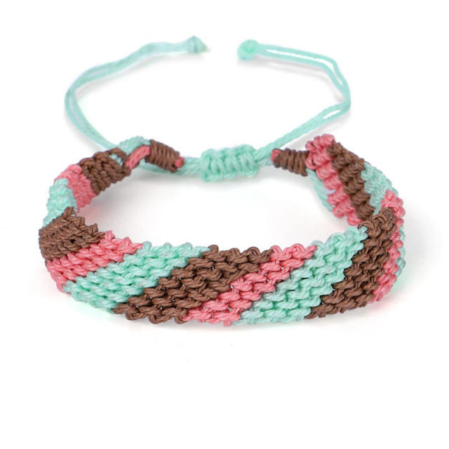 Braided color striped bracelet