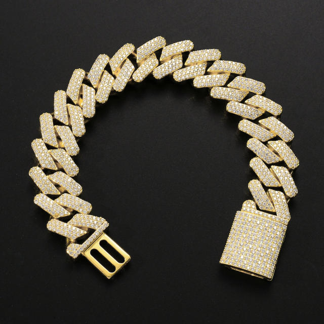 Hip hop zircon cuban chain bracelet