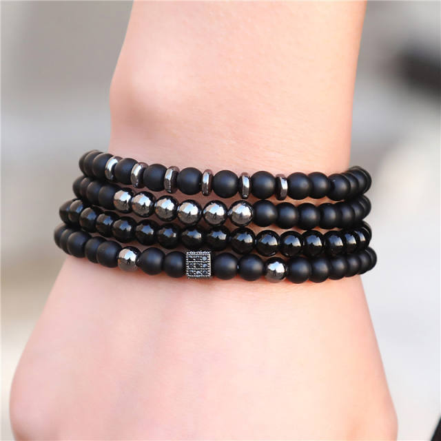 Vintage black color beaded bracelet set for Men