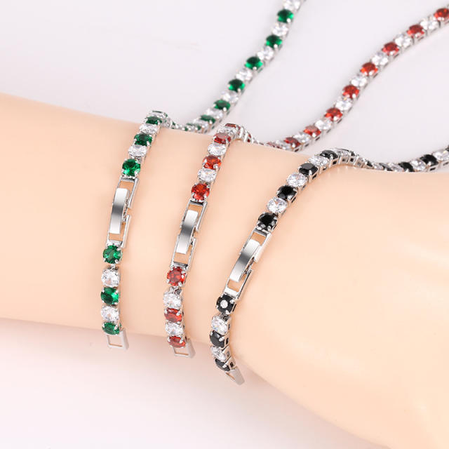 4mm colored cubic zircon tennis bracelet