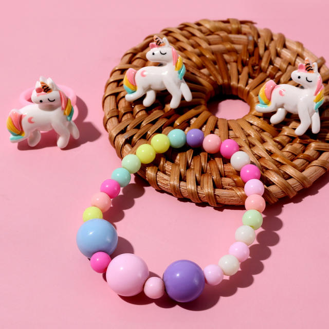 Cute unicorn arcylic bracelet set for kids