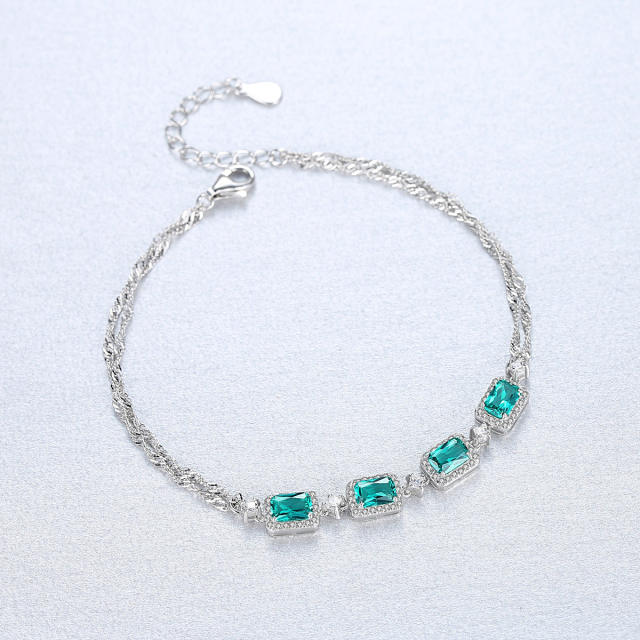 S925 sterling silver emerald luxury bracelet
