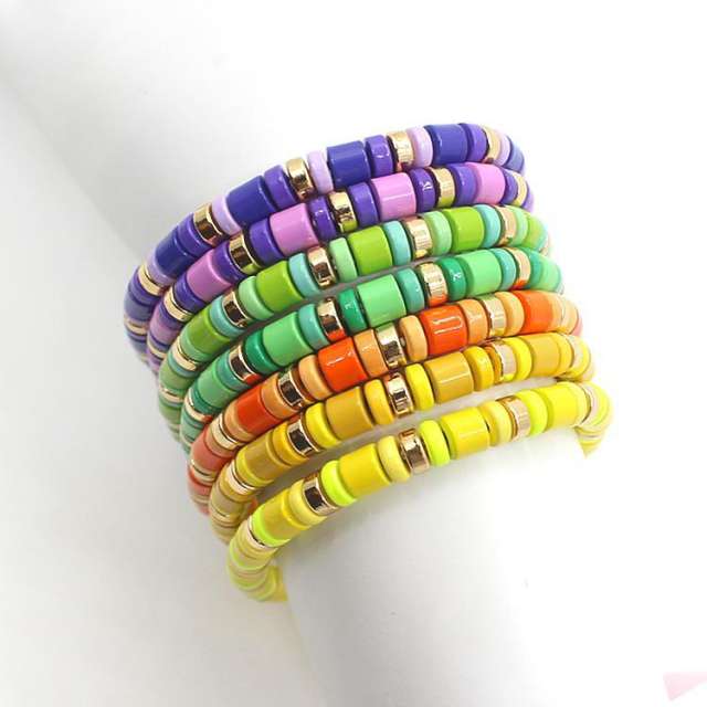 Boho colored enamel elatis bracelet