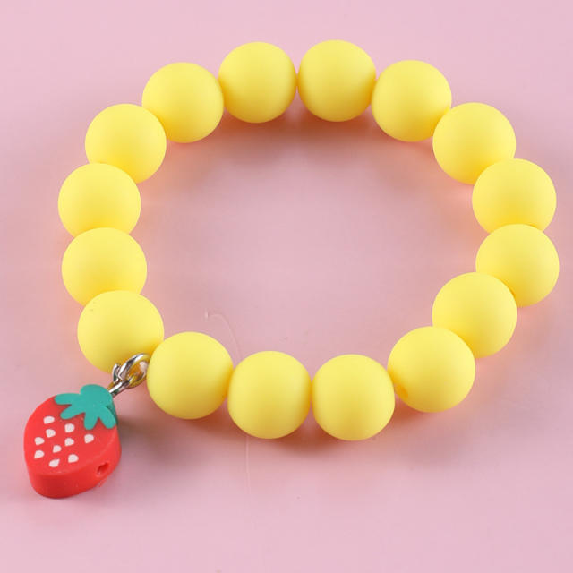 Colored beads fruit charm bracelet