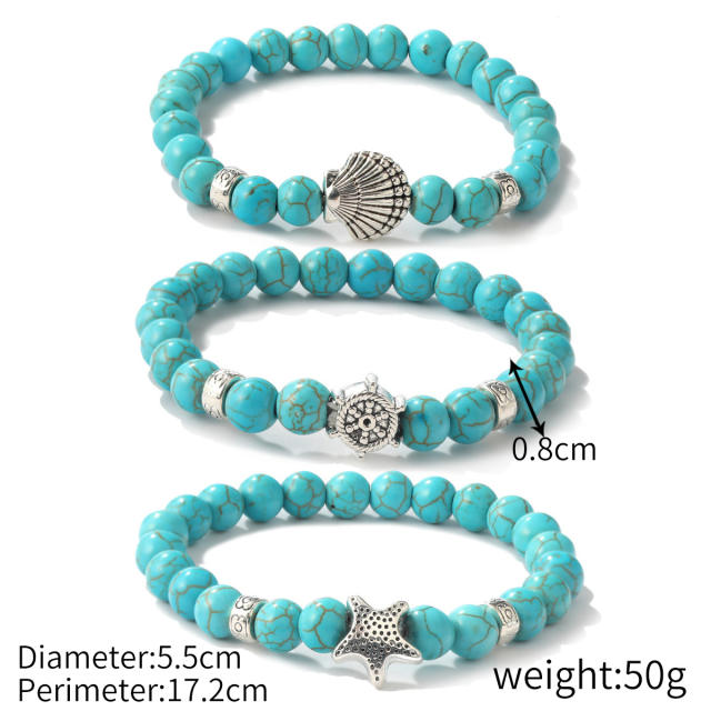 Boho turquoise beaded bracelet