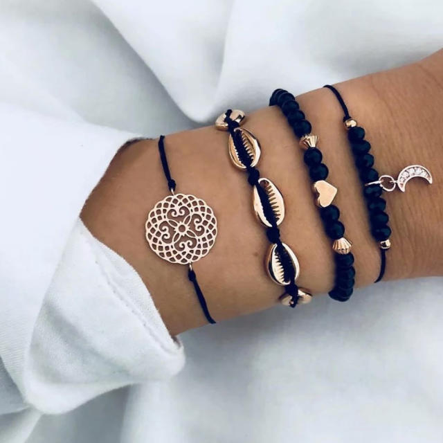 Boho classic infinity anchor braid bracelet set