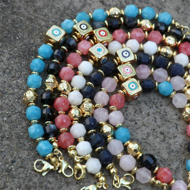 Color crystal beads evil eye bracelet