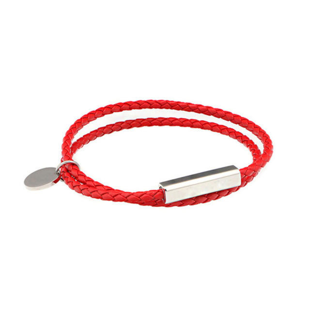 Hand-woven double layer leather rope magnetic snap bracelet