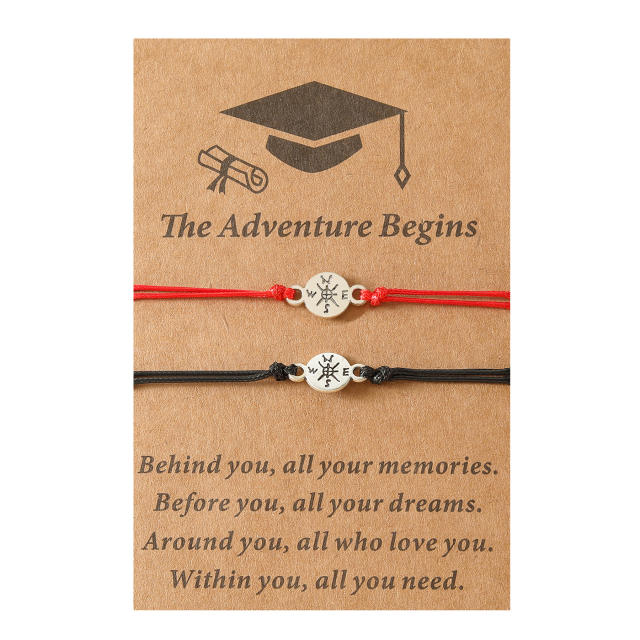 Graduation season compass wax line woven bracelet