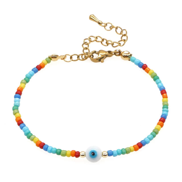 Boho beaded evil eye bracelet