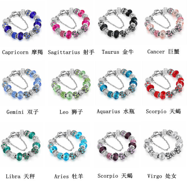 Zodiac series faux crystal beads classic bracelet