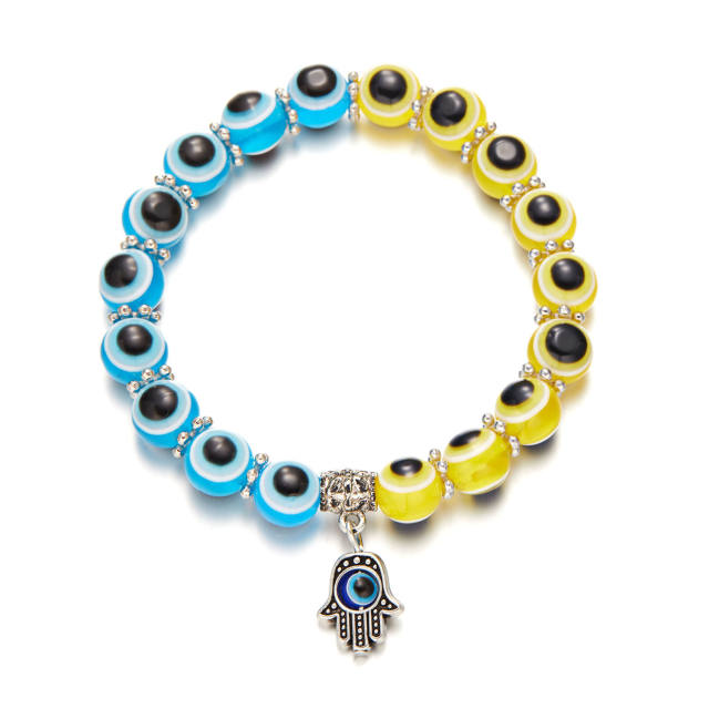 Color resin beads evil eye bracelet