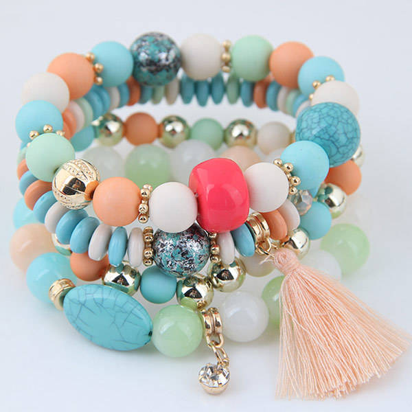 Candy color beads layer bracelet