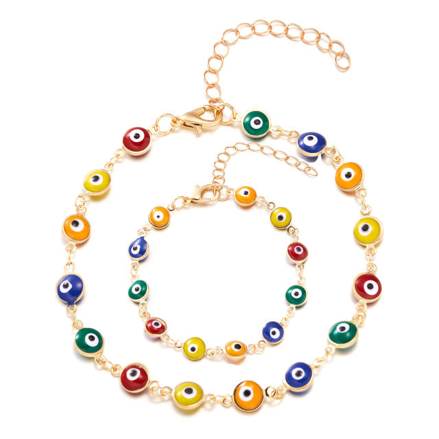 Boho enamel evil eye beads bracelet necklace anklet