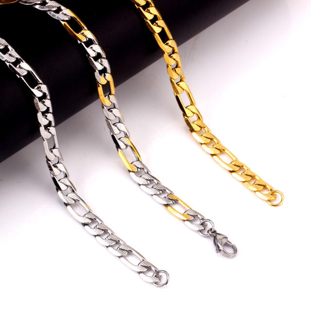 8MM stainless steel figaro chain bracelet for men