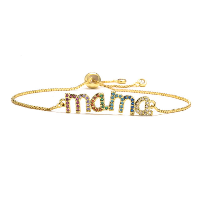 Rainbow cz mama letter slide bracelet