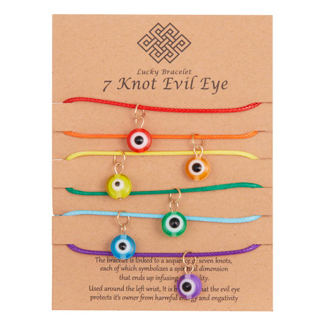 Seed beads wax line evil eye series string bracelet